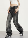 RTK (W) Taooba. 1371 WASHED DARK GRAY WIDE STRAIGHT DENIM JEANS