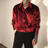 Taooba-2521 VELVET BUTTON UP COLLAR SHIRT