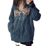 y2k outfits Digital Printing Autumn and Winter Digital Letters Three-Dimensional Embroidered Sweater Coat