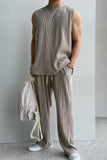 Taooba-9524 PLEATED SLEEVELESS SHIRT & WIDE DRAWSTRING PANTS