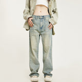 RTK (W) Taooba. 1531 YELLOW BLUE WIDE STRAIGHT DENIM JEANS