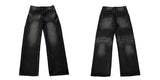 Taooba- 10026 BLACK DENIM WIDE STRAIGHT JEANS