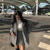 retail worker dress to impress Suit Women's Spring and Autumn New Houndstooth Elegant Quilted Woolen Overcoat Coat High Waist Skirt Two-Piece Set