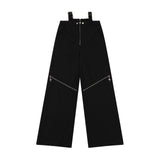 discover style ideas American Hot Girl Black Overalls Women's Y2g Harajuku Style High Street Zipper Design Mop Casual Pants