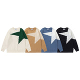 sweater American Retro Five-Pointed Star round Neck Sweater Street Design Youth Men and Women Loose Couple Sweater