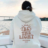 christian apparel Be the Light Hoodie Mahew 5:14 Sweatshirt Bible Drop-Shoulder Sleeve Sweater