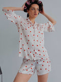 Taooba- Sweet Heart Print Two Piece Short Sleeve Pajamas