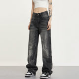 RTK (W) Taooba. 1371 WASHED DARK GRAY WIDE STRAIGHT DENIM JEANS