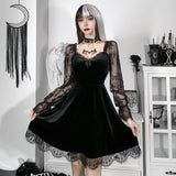 Taooba grunge dti  Dark Style Autumn New Hip Hop Lace Fashion Chest Speaker Long Sleeve Dress