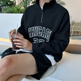 Taooba-8035 KNIT CHICAGO HALF ZIP-UP COLLAR SWEATER & SHORTS