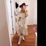 concert outfit dress to impress Bohemian Lace Dress White Beach Dress New Tube Top off-Shoulder Sexy Dress Women