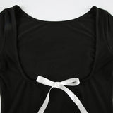 Taooba Elisabet Bow Backless Long Sleeve Top