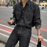 Taooba- 9414 BLACK DENIM SHIRT & STRAIGHT JEANS