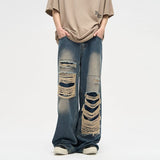 Taooba- 10130 DISTRESSED BAGGY WIDE STRAIGHT DENIM JEANS