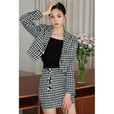 business casual outfits 2024 Spring Houndstooth Suit Hera Fragrant High Waist Skirt Slimming Suit Suit