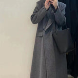 fall outfits 2024 Korean Style Suit Double-Sided Wool Coat Women's Long 2024 Autumn and Winter New Shoulder Casual Commuter Woolen Coat Women