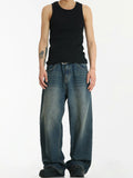 Taooba- 11194 NAVY BLUE STRAIGHT DENIM JEANS