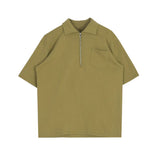 Taooba-4382 HALF ZIP-UP HALF SLEEVE COLLAR SHIRT