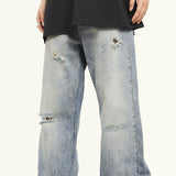 RTK (W) Taooba. 2051 BLUE DISTRESSED STRAIGHT DENIM JEANS