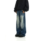 Taooba- 11424 WASHED BLUE STRAIGHT DENIM JEANS