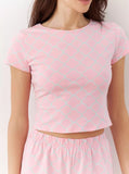 Taooba- Spring Printed Short Sleeve Pink Pajama Two Piece