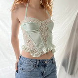 Taooba Hellen Lace Halterneck Crop Top