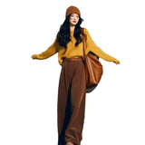 business casual outfits Autumn and Winter Korean Style Elegant Fashion Loose Slimming Sweater Casual Niche Chic High Waist Wide Leg Pants Suit Women