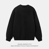 Taooba egirl style Japanese Style Solid Color Three-Dimensional Shoulder Line Design Sweater Autumn and Winter Retro round Neck Vertical Pattern Sweater