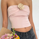 Taooba Mikah Floral Detailed Strapless Top