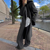 business casual outfits 24-Year Ins Blogger Wear Korean Wool Loose Lace-up Long Cashmere Overcoat Coat for Women