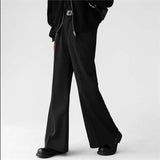 older mens fashion Micro Horn Black Suit Pants Men's Loose Straight Wide Leg Long Pants Draping Casual Pants Suit