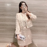 2000s fashion Pure Color Furry Autumn New Style Light Familiar Wear Match Royal Sister High Sense Two-Piece Suit Skirt