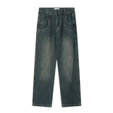 RTK (W) Taooba. 1318 INDIGO BLUE WIDE STRAIGHT DRAPE DENIM JEANS