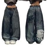 Taooba 90s streetwear 2024 New Popular Print Women's Jeans Street Y2K Harajuku