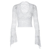 frat outfits INS Style Hot Selling Sexy Deep V Slim Fit All-Match Short Navel Lace Long Sleeve Hot Girl Style Lace Top