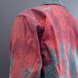 mens outfits 2024 American High Street Color Matching Tie-Dye Gradient Denim Coat Men's Spring and Autumn Retro Distressed All-Matching Jacket