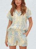 Taooba- Casual Printed Short Sleeve Pajamas Shorts Suit