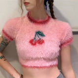 Taooba Aliviah Plush Cherry Pink Sweater