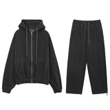 Taooba-6399 CHARCOAL GRAY ZIP-UP HOODIE & SWEATPANTS