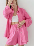 Taooba- Two-Piece Set Spring Rose Red Cardigan Long-Sleeved Comfortable Women's Wear