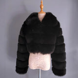 going out winter outfits Fur Coat Short Hooded Faux Fur Coat Faux Fox Fur Long Sleeve Stitching Women's Coat