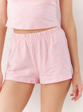 Taooba- Spring Printed Short Sleeve Pink Pajama Two Piece