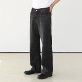 Taooba- 10324 BLACK DENIM STRAIGHT JEANS