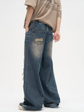 Taooba- 10130 DISTRESSED BAGGY WIDE STRAIGHT DENIM JEANS