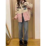 90s fashion men Pink Fried Arcade Car Suit Women's Racing Detachable Jacket Hot Girl Baseball Uniform Ins Autumn Retro American Jacket