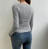 90s streetwear Women's New Low-Cut Sexy V-neck Striped Slim-Fit Temperament Bottoming Sweater