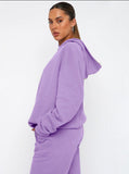 Taooba- Casual Purple Hooded Long Sleeve Sweater and Trousers Set