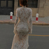 alien invasion dress to impress 2024 Early Autumn New Sexy Hot Girl Lace Stitching Fashion Street Slit Long Sleeve Dress