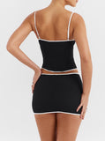 Taooba- 2 Piece Sexy Sleeveless Crop Top and Cut-Out Mini Skirt Set