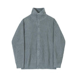 Taooba-5550 GRAY KNITTED FULL BUTTON-UP SWEATER